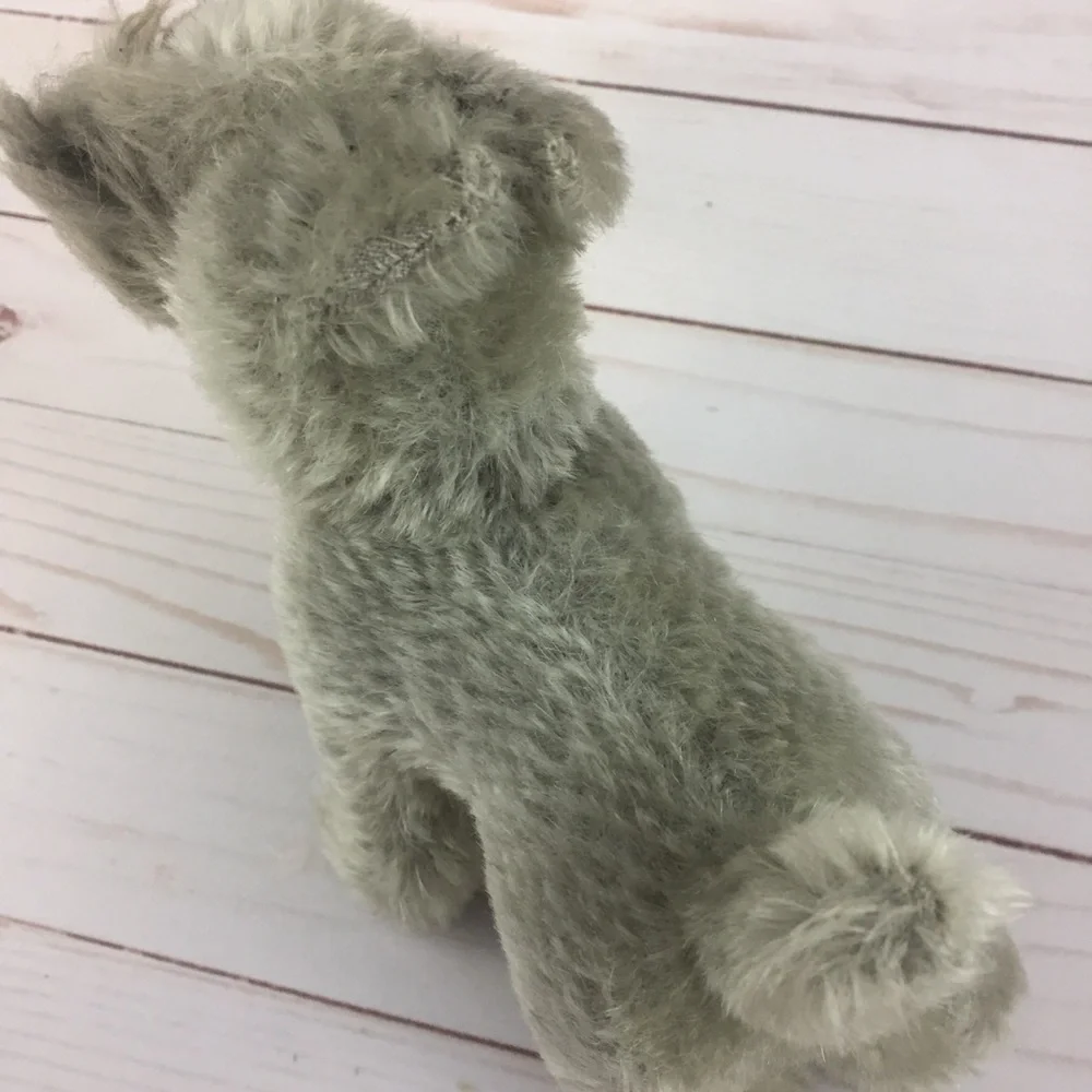Vintage Mohair Schnauzer Stuffed Plush Dog Glass Eyes No Tag Baki ? Mid Century